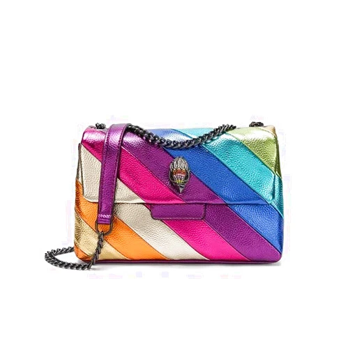 Ashendikan Rainbow Handbag Patchwork Crossbody Bag Shoulder Bag Women's Handbag PU Shoulder Bag