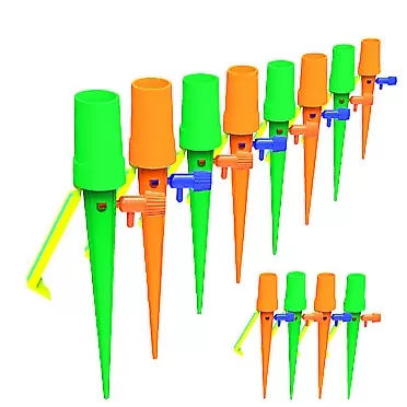 HHMM Automatic Plant Watering Device, Self Watering Spike Vacation Plants Drip Irrigation System 12 Pieces, with Anti-tilt Bracket Slow Release Control Valve Switch for Garden, Indoor and Outdoor Plants