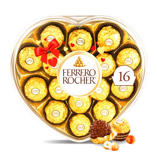 Ferrero Rocher, 16 Count, Gourmet Milk Chocolate Hazelnut, Valentine's Chocolate, Individually Wrapped, 6.2 oz