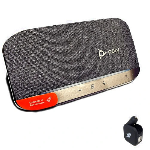 Global Teck Worldwide GTW Bundle with Poly SYNC 20 (Basic, USB-C) Bluetooth Speakerphone w/dongle and Charger - for Streaming Voice/Video, Distance Learning, Remote Work, School,Conferencing Apps - Zoom, Webex, Meet, Teams