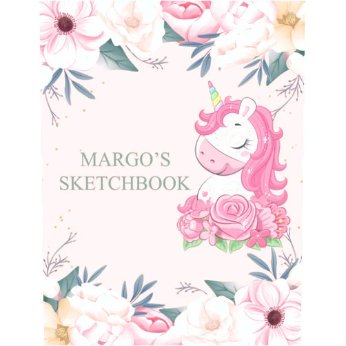 Marou Peppino Publishing Margo's Sketchbook: Personalized Name Drawing Pad | Cute Floral and Unicorn Sketch Book with Your Child’s Name on Cover | Large Notebook for ... Doodling or Sketching: 110 Pages, 8.5 x 11.