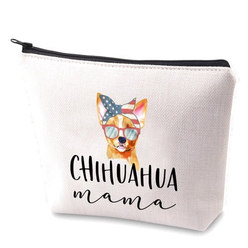 ZJXHPO Chihuahua Mom Gift Dog Lover Gift Funny Chihuahua Mama Zipper Pouch Makeup Bag (Chihuahua Mom)