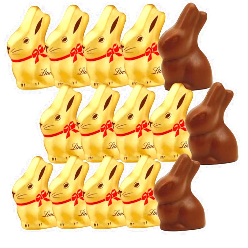 ONE CANDY WAY Mini Chocolate Bunnies, 15 Pieces of LindtEaster Chocolate, Delicious LindtGold Bunny for Kids and Adults, Perfect Easter Bunny Gift for Family, Friends, and Loved Ones