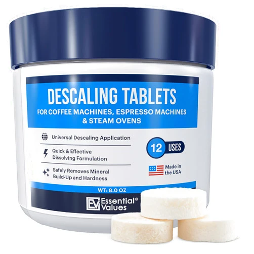Essential Values Coffee Cleaner Descaling Tablets - 12 Count Descaler Coffee Machine - For Jura, Miele, Bosch, Tassimo Espresso Machines and Miele Steam Ovens by Essential Values