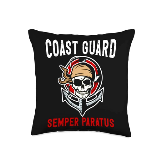 Enjoying A Military Employed In Guarding A Coast Semper Paratus Forces Coast Guard Throw Pillow, 16x16, Multicolor