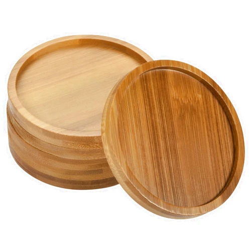 PATIKIL Plant Pot Saucer, 6 Pack 4 Inch OD Bamboo Round Flower Drip Tray for Indoors