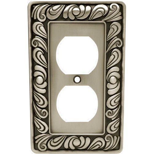 Brainerd Franklin Brass Paisley Wall Plate, Brushed Satin Pewter Single Duplex Switch Cover, 1-Pack, 64044
