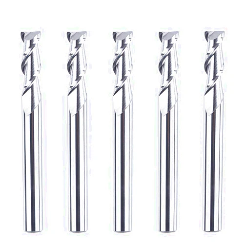 SpeTool 5Pcs Carbide CNC End Mills for Aluminum Machining 2 Flutes Upcut Router Bits 1/4 Inch Shank 2-1/2 Inch Overall Length
