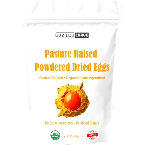 BUY THE CRAVE Powdered Dried Eggs, Grade A Eggs, Grass Fed Pasture Raised, 41 Servings, MRE Food Supply, Camping Essentials, Emergency Food Supply, 16 OZ (16 OZ)