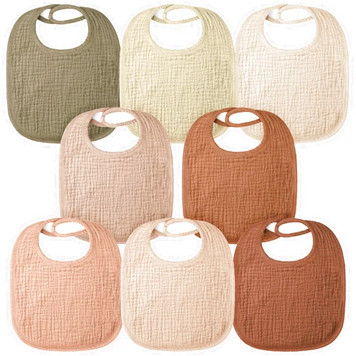 bearmoss Baby Muslin Drooling Bibs 100% Cotton Square Adjustable Bibs Gift for Baby Girls Boys Teething Drool 8 Pack