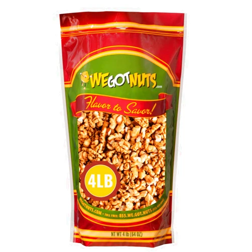 We Got Nuts California Raw Walnuts- 4 Pounds, Resealable Package-Fresh, No Shell, Unsalted-All Natural Dry Halves and Chopped Pieces-For Snacking, Kids, Baking Brownies, Diet- Kosher Certified- by We Got Nuts