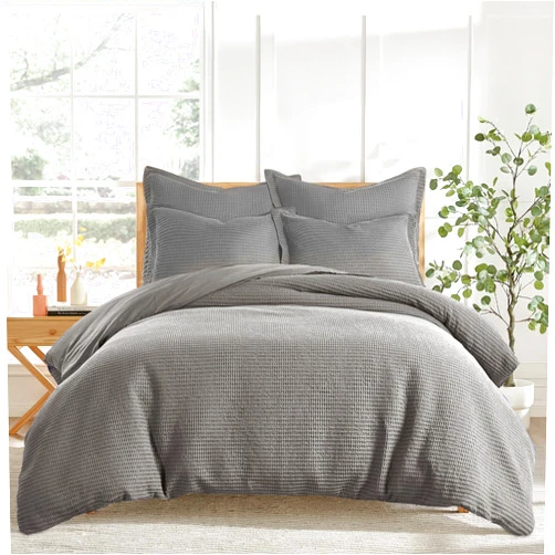 Levtex Home - Cloud Waffle Comforter Set - King Comforter + Two King Pillow Cases - Waffle Weave - Grey - Comforter (106 x 94in.) and Pillow Case (36 x 20in.) - Cotton