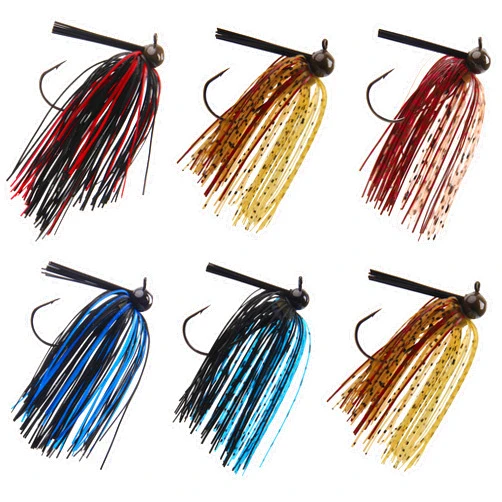 SILANON Bass Football Jigs Set-6pcs Weedless Jig Swim Jigs for Bass Fishing Jig Head Silicone Skirts Weedguard System Fishing Lure Kit 1/4oz,3/8oz