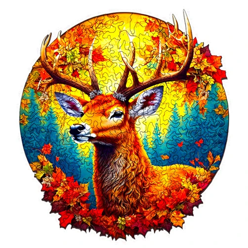 Foyucool Wooden Puzzles for Adults, Unique Puzzles for Adults, Irregular Animal Shaped Wooden Jigsaw Puzzles, Creative Birthday Gift, Fun Family Game, 11.8 x 9.1 inch, Deer