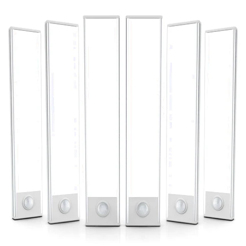 AVEVA Under Cabinet Lighting，6 Pack Motion Sensor Light Indoor，Wireless USB Rechargeable Magnetic Closet Lights，50 LED Under Counter Lights for Kitchen，Wardrobe，Hallway，Stairs，12 inch White Light