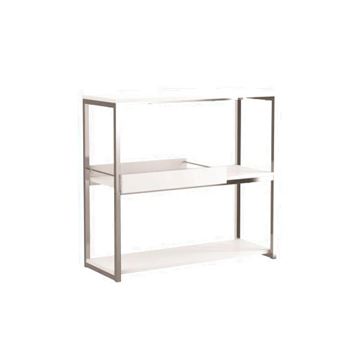 Casabianca Home Casabianca Furniture Noa Console Table in Matte White with Chromed Metal and Removable Tray.