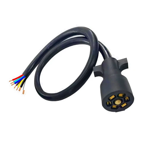 Anayguto Heavy Duty 7 Pin Trailer Plug 8 FT with PVC Jacketed 7 Way Trailer Plug Pure Copper 7 Pin Trailer Wiring Harness with Color Coded 7 Pin Trailer Connector Round Male 7 Pin Trailer Extension