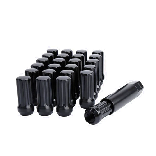 Dynofit 14X1.5 Spline Lug Nuts Compatible with Chevy GMC Silverado Sierra 1500, 24pcs Aftermarket Wheel Lug Nuts Set for Ford F150 2015-2024, Black Truck Nuts Sets Include 1 Socket Key for Fuel Wheel
