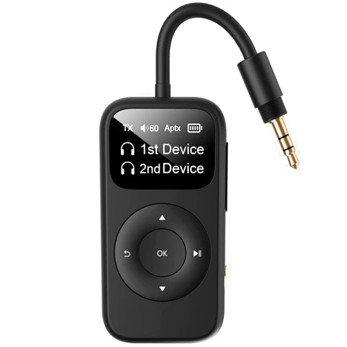 EITIPOK SoundSync Pro Bluetooth Transmitter & Receiver for Airplane, Easy Setup Bluetooth Audio Transceiver for 2 BT Devices, Volume Control, RCA for TV