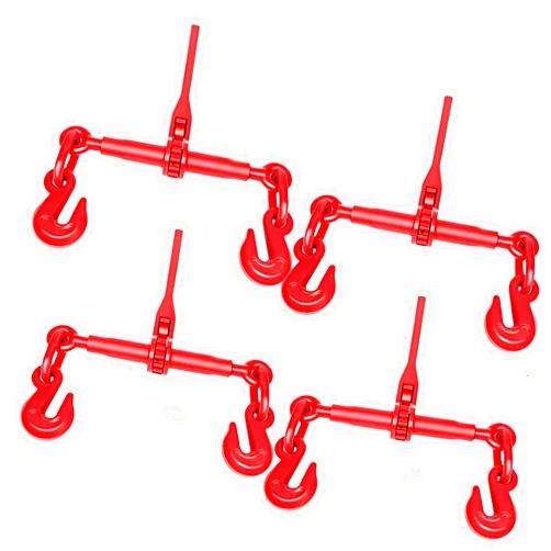 GPOAS 4 Pack Ratchet Chain Binder, 1/4 to 5/16 Inch Load Binders 2600LBS Working Load Capacity, Breaking Strength 9200LBS Heavy Duty Ratchet Type Binder Ratchet Boomer to Truck Flatbed Trailer