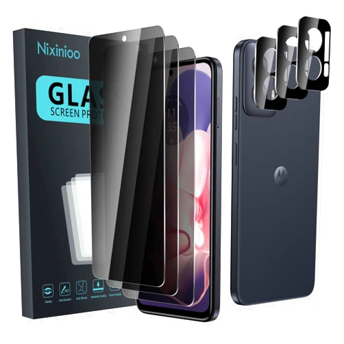 Nixinioo 3 Pack Privacy Screen Protector for Motorola Moto G Power 5G 2024 With 3 Pack Camera Lens Protector, Anti Spy Tempered Glass Film, 9H Hardness, Black Protector, Anti-Scratch, Bubble Free