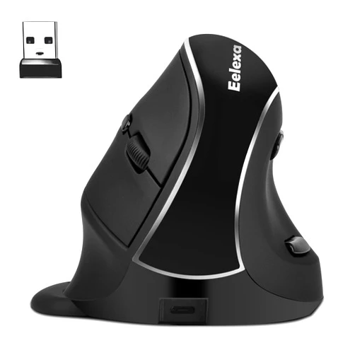 Eelexa Ergonomic Vertical Mouse: 2.4G Bluetooth Dual Mode Optical Computer Mice,Wireless Rechargeable Mouse with Removable Palm Rest,Compatible with Windows and MAC OS