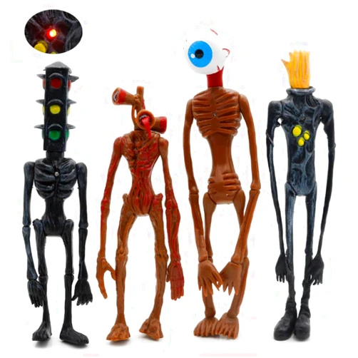 Rainbow snail Siren Head Toys Action Figure(4pcs),Model Doll Gift for Kids Halloween Thanksgiving Christmas Birthday Gifts (Brown)