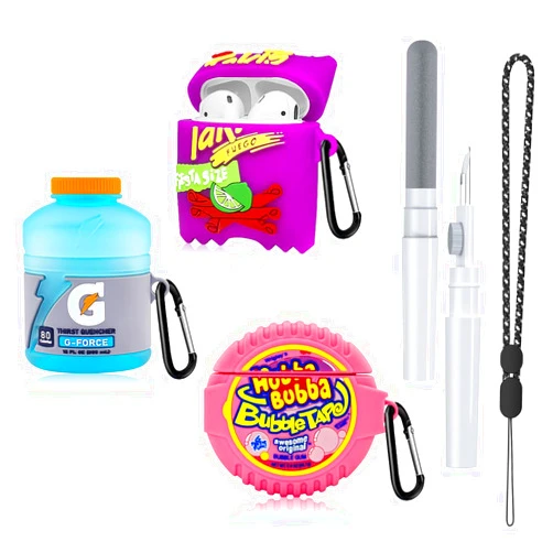 FGERWZ [3-Pack] FGERWZ Case for AirPods 2 Case Cute Funny, 3D Cartoon Food Design Silicone Airpods Case Cover Compatible for AirPods 2&1 with Cleaner Pen (Food Airpod Case)