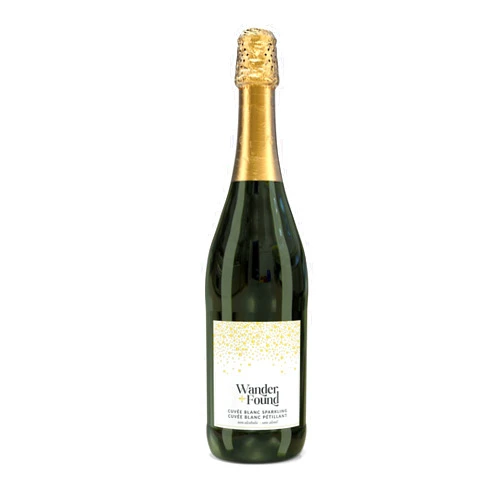 Wander + Found Non-Alcoholic Wine, Sparkling Cuvee Blanc, Premium White Wine from Germany, Non-GMO Dealcoholized Wine, 750 ml (1 Bottle)