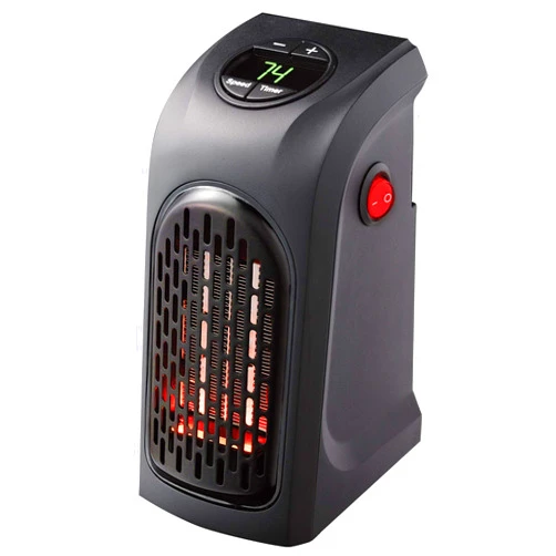 Ontel Handy Heater Plug-In Personal Heater for Quick and Easy Heat, Features Compact Design, Digital Display, and On/Off Timer - Great for Travel