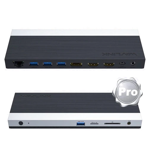 WAVLINK 4K USB-C Docking Station with 100W Power Delivery, Triple Display with Dual HDMI, Displayport, USB 3.0, Ethernet, Micro SD/SD Card Reader, Audio Mic Jack, Universal Dock for Windows & Mac