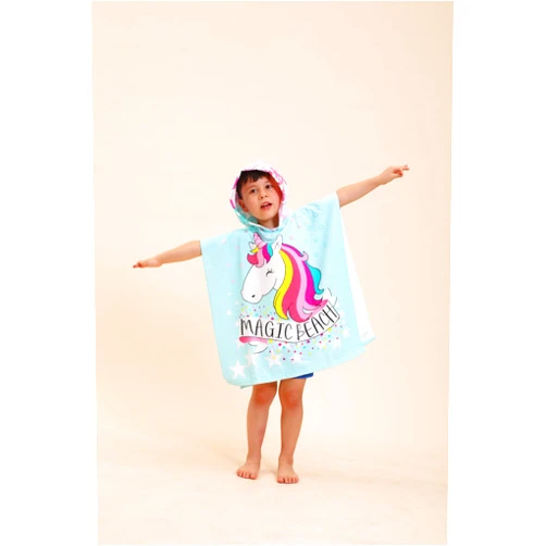 TEHALK Unicorn Hooded Towels for Kids, Kids Beach Towels for Boys/Girls, Swimming Towels/Towel Robes/Wearable Towels/Pool Towels for Kids 2-10, Poncho Beach Towels for Kids, Hooded Beach Towels for Toddler