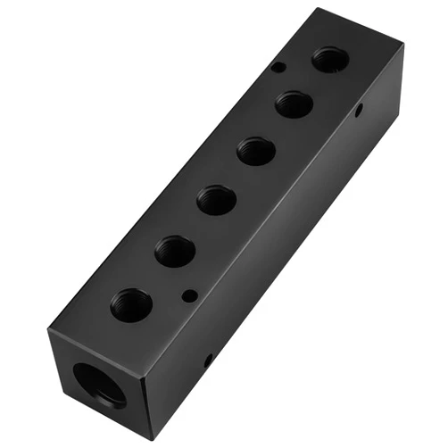 MARSTEK Air Manifold, 6 Way 8 Port Air Compressor Manifold, Aluminum Air Hose Inline Manifold Block Splitter, Pneumatic Manifold Air Distribution Block, NPT 1/2 Inch Supply Port, NPT 1/4 Inch Output Port