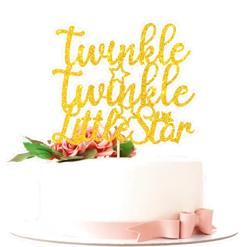 DEENL Twinkle Twinkle Little Star Cake Topper,First Birthday Cake Topper,Gender Reveal Theme Party Decorations,Happy 1st 2nd Birthday Supplies for Baby Boys and Girls