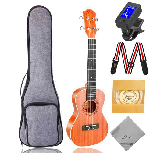 Ranch Soprano Ukulele 21 inch Professional Wooden ukelele Instrument Kit with 12 Online Lessons Small Hawaiian ukele Guitar ukalalee Starter Pack Bundle Gig bag, Tuner, Strap, Aquila Strings Set