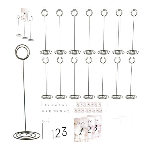 WANDERY 15 Pack Place Card Holders/Table Number Holders/Table Number Stands/Wire Photo Holder/Wire Centerpieces/Wedding Reception/Party/Birthday/Place Cards for Table Setting/Food Labels Holder (Black)