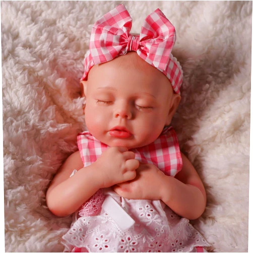 BABESIDE Lifelike Reborn Baby Dolls Girl Lucy - 16-Inch Full Silicone Body Realistic-Newborn Baby Dolls Real Life Silicone Baby Doll Sweet Sleeping Baby Doll for Kids & Toddlers