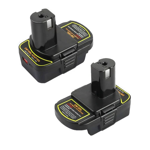 ZLWAWAOL 2 Pack DM18RL Battery Adapter Converter with USB Socket & Type-C Compatible for Dewalt 20V & Milwaukee M18 Li-Ion Battery Convert to Ryobi 18V P108 ABP1801 Battery