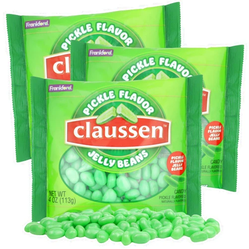 Sweetzo Pickle Flavored Jelly Beans, Easter Egg Fillers and Basket Stuffers, Gag Gift Candy, 4 Ounces (Pack of 3)