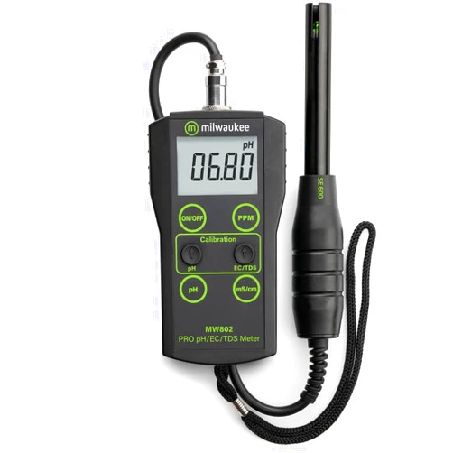 Milwaukee MW802 LED Economy Portable pH/EC/TDS Meter with 1 Point Manual Calibration, 0.0 to 14.0 pH, +/-0.1 pH Accuracy, +/-0.2 pH Resolution