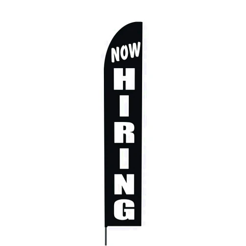 The Curbie Now Hiring Feather Flag Banner Pole Kit Outdoor Business and Store Sign, 15ft (AN-2OIL-C8QD), Multicolor