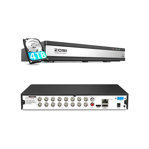 ZOSI 3K Lite H.265+ 16 Channel Video Security DVR Recorder with AI Human/Vehicle Detection,16CH Hybrid 4-in-1 CCTV DVR with 4TB HDD for Home Surveillance Camera System,Remote Access,24/7 Recording