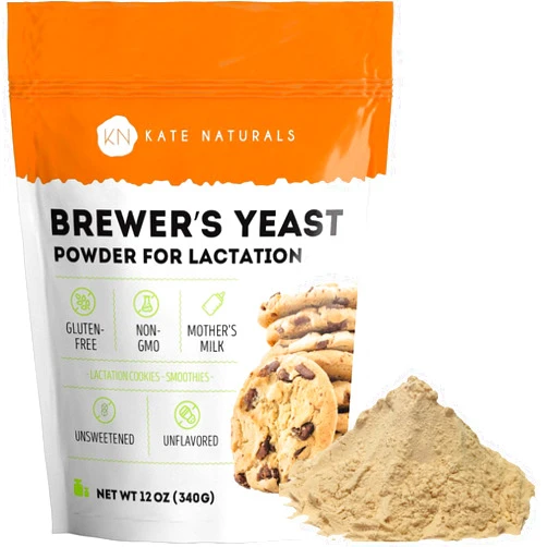 Kate Naturals Brewers Yeast Powder for Lactation to Boost Mother's Milk - Kate Naturals. Brewer's Yeast Powder for Lactation Cookies. Gluten Free & Non-GMO Lactation Supplement. Edible for Dogs & Ducks (12oz)