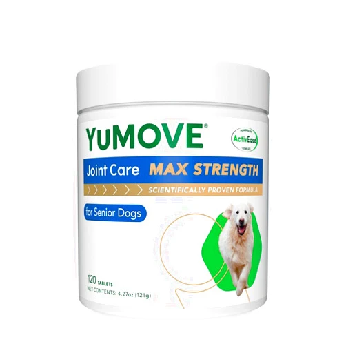 Yumove Hip & Joint Supplement for Dogs with Glucosamine, Chondroitin, Omega 3, Hyaluronic Acid, Green Lipped Mussel, & Fish Oil for Dogs - Max Strength - for Senior Dogs 120 Tablets