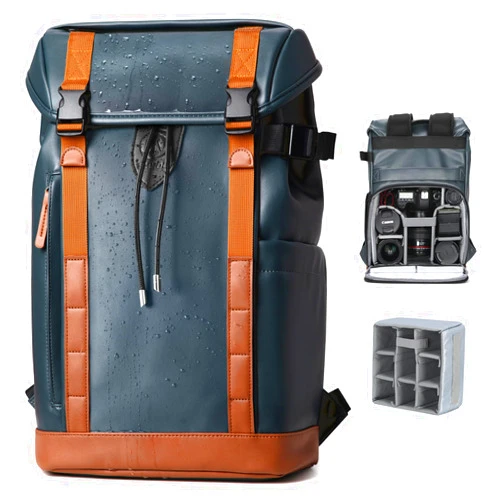 TARION Leather Camera Backpack Bag - Waterproof Camera Bag with Removable Insert 14