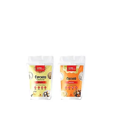 Newa Nutrition Double Vanilla, cupcakes mix vanilla and custard, Sugar Free, Gluten Free, Low Carb, Plus Unique Fridge Magnet for FREE-(Pack of 2)