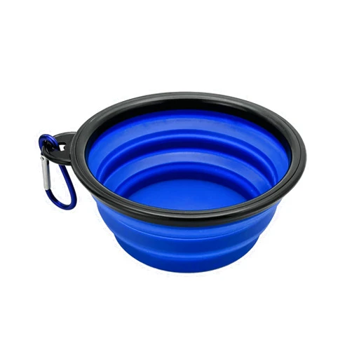 Cutie's PetBox Collapsible Travel Water & Food Bowl for Dogs and Cats, Small 12oz 350ml Volume, Full Height (Blue, Small 12oz)