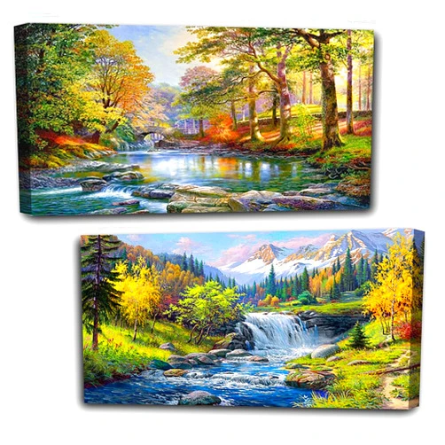 OFRKE 2 Pack Diamond Painting Kits，Large 5D DIY Landscape Diamond Painting Kits for Adults，DIY Full Drill Crystal Rhinestone Arts and Crafts，Lake Gem Art Painting with Diamond Home Wall Decor (28X16inch)