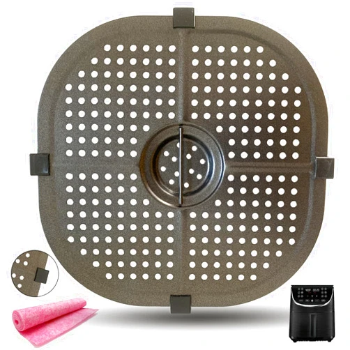 HQT Square Air Fryer Grill Plate for Gourmia 7QT GAF798 Air Fryers, Upgraded Air Fryer Grill Pan Crisper Tray Rack Grate Grid with Rubber Tabs for Gourmia 7Quart Air Fryer, Dishwasher Safe