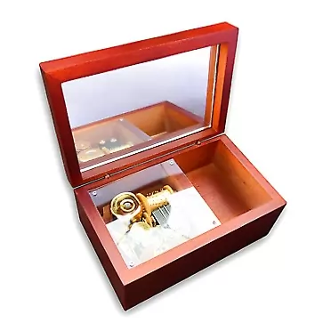Bankour Brown Wooden Music Box Jewelry Box with Sankyo Musical Movement (50 Tunes Option) (Over The Rainbow)